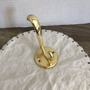 Vtg Wall Mount Brass Double Hook
